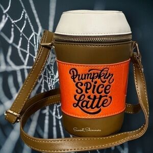Halloween Pumpkin Spice Latte Starbucks Coffee Style Crossbody Bag Purse NEW